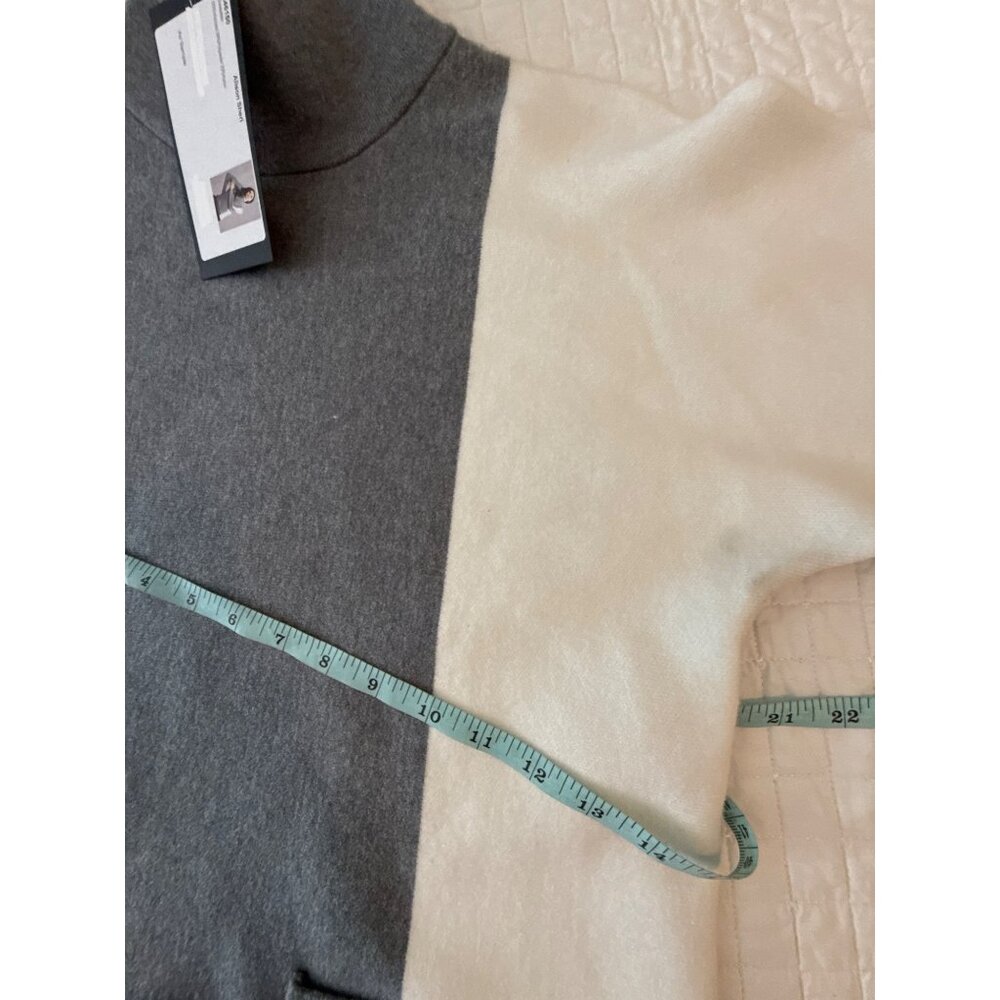 Alison Sheri Womens Colorblock Turtleneck Sweater S Gray & White Viscose Blend - Picture 12 of 15